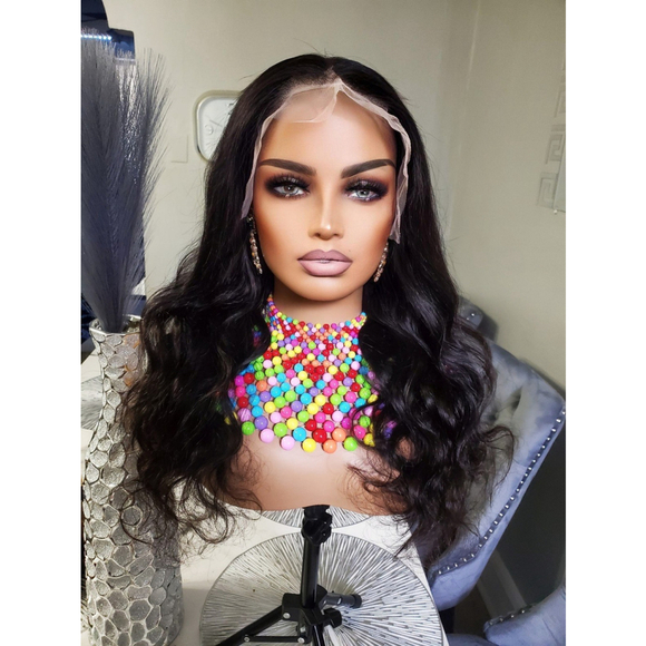 Human hair lace frontal wig 22 inch main image 4
